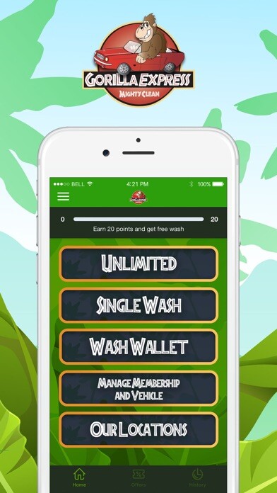 Emulate iPhone app Gorilla Express Auto Wash using MyAndroid