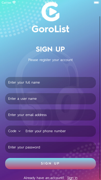 Emulate iPhone app GoroList using MyAndroid