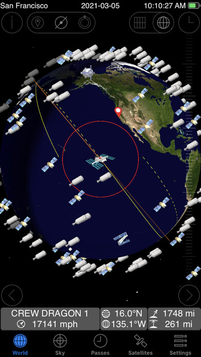 Emulate iPhone app GoSatWatch Satellite Tracking using MyAndroid