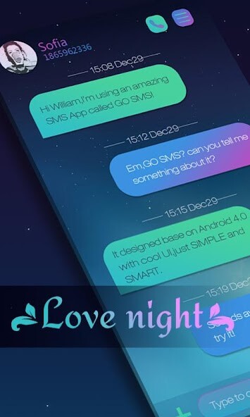 Run android online APK GO SMS LOVE NIGHT THEME from MyAndroid or emulate GO SMS LOVE NIGHT THEME using MyAndroid