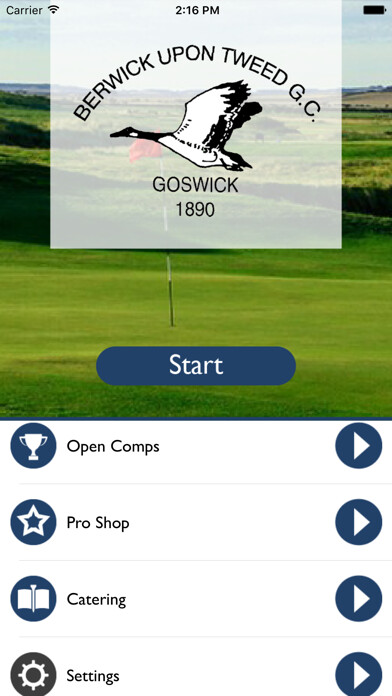 Emulate iPhone app Goswick Links Golf Club using MyAndroid
