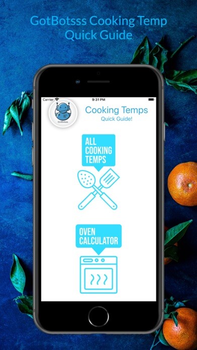 Emulate iPhone app GotBotsss Cooking Temps Guide using MyAndroid