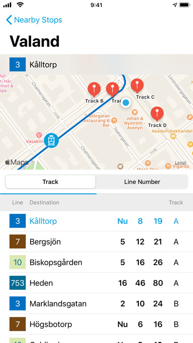 Emulate iPhone app Gothenburg Public Transport using MyAndroid