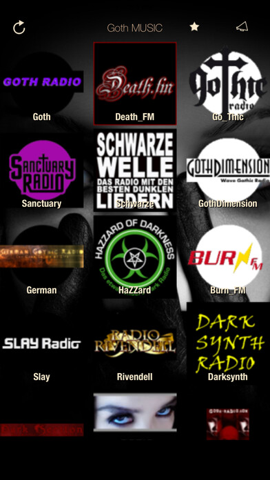 Emulate iPhone app Goth MUSIC Online Radio using MyAndroid
