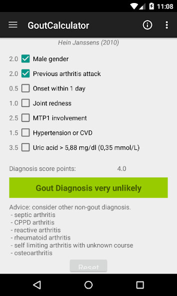 Emulate Android APK Gout Calculator