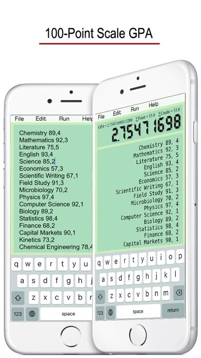 Emulate iPhone app GPA Point Scale Converter using MyAndroid