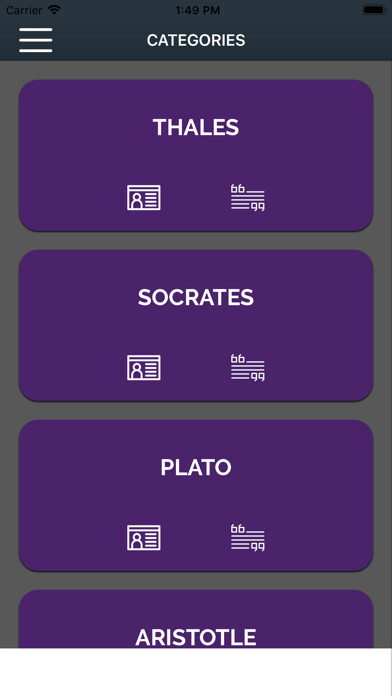 Emulate iPhone app Gphilosophia- Greek Philosophy using MyAndroid