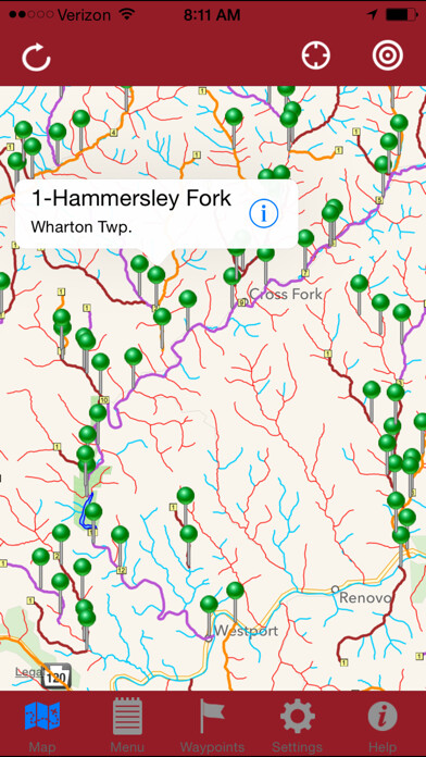 Emulate iPhone app GPS Fishing Guide to PA using MyAndroid