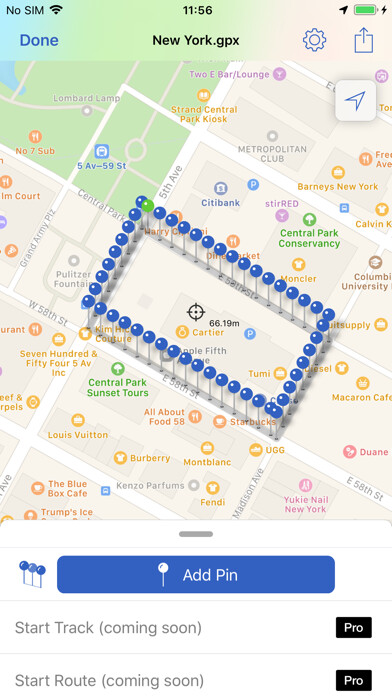 Emulate iPhone app GPX Creator using MyAndroid