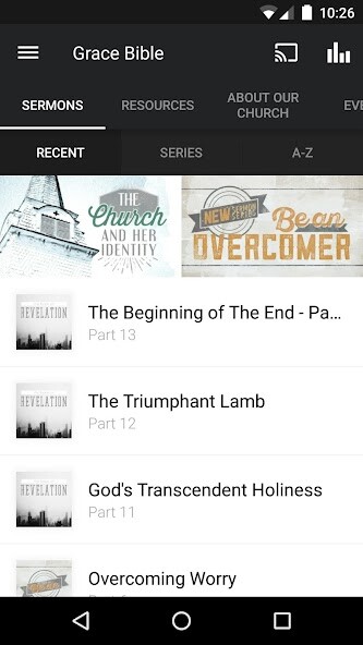 Emulate iPhone app Grace Bible Church JerseyShore using MyAndroid