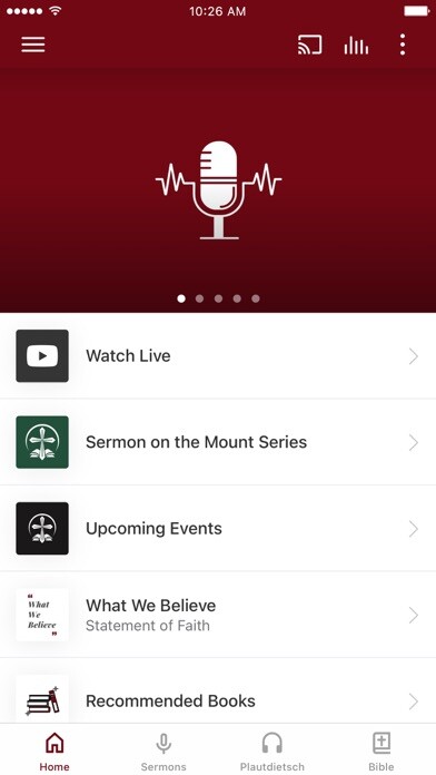 Emulate iPhone app Grace Bible Church Paris using MyAndroid