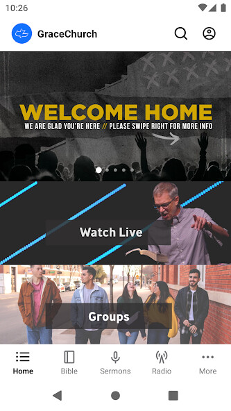 Emulate iPhone app Grace Church of Amarillo using MyAndroid