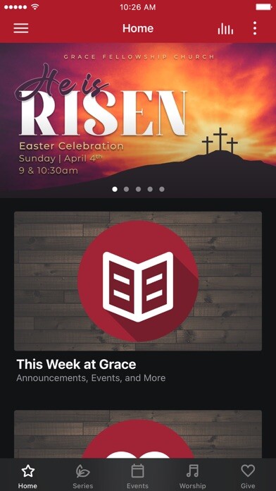 Emulate iPhone app Grace Fellowship Church using MyAndroid