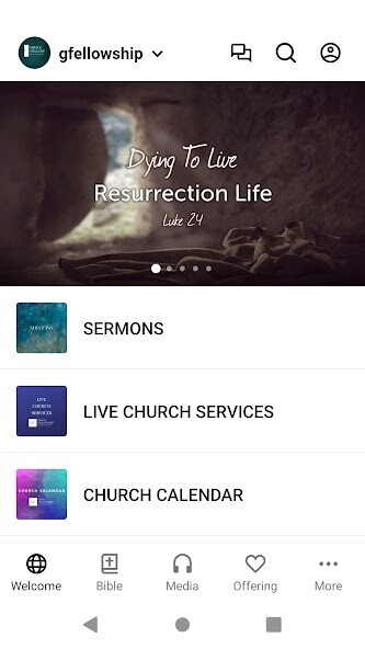 Emulate iPhone app Grace Fellowship El Dorado using MyAndroid