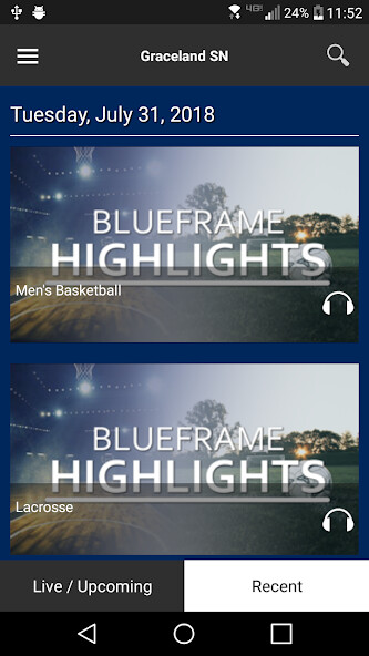 Run android online APK Graceland Sports Network from MyAndroid or emulate Graceland Sports Network using MyAndroid