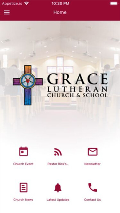 Emulate iPhone app Grace Lutheran Church JAX using MyAndroid