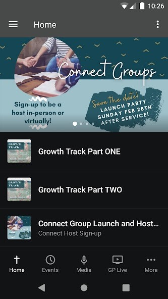 Emulate iPhone app Grace Point Northwest using MyAndroid