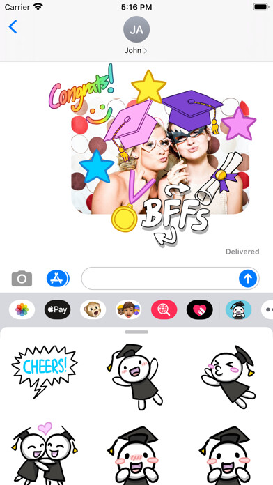 Emulate iPhone app Graduation Stickers: Cute Fun! using MyAndroid Emulate iPhone app Graduation Stickers: Cute Fun! using MyAndroid