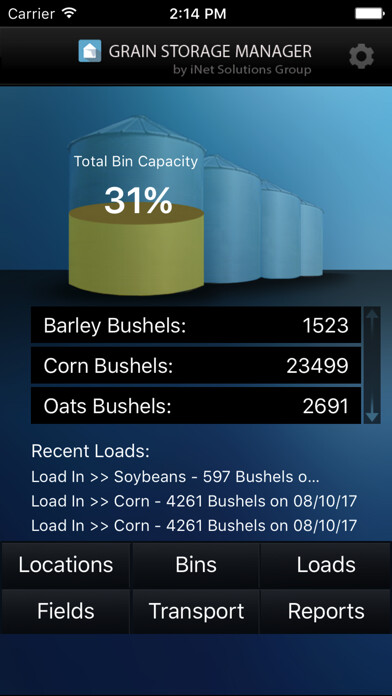 Emulate iPhone app Grain Storage Manager using MyAndroid