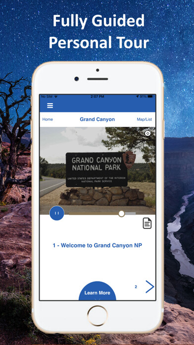 Emulate iPhone app Grand Canyon South Rim Guide using MyAndroid