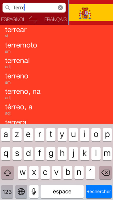 Emulate iPhone app Grand Dictionnaire Espagnol/Français Larousse using MyAndroid