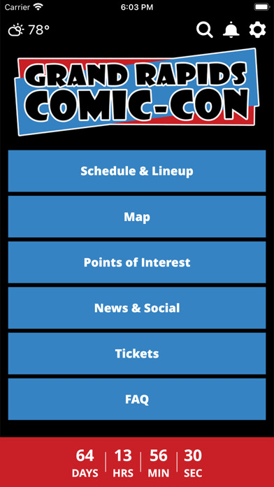 Emulate iPhone app Grand Rapids Comic Convention using MyAndroid