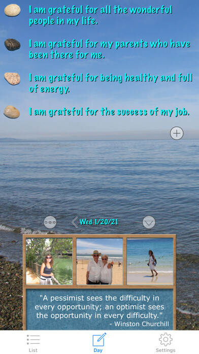 Emulate iPhone app Gratitude Rock Journal using MyAndroid