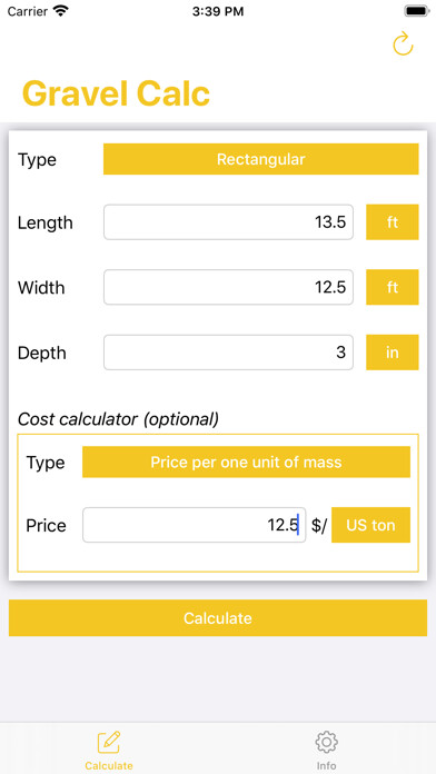 Emulate iPhone app Gravel Calculator - Calc using MyAndroid Emulate iPhone app Gravel Calculator - Calc using MyAndroid