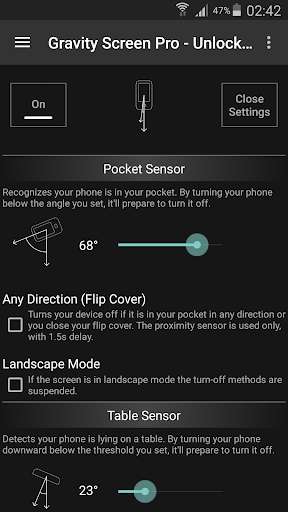 Run android online APK Gravity Screen - On/Off from MyAndroid or emulate Gravity Screen - On/Off using MyAndroid