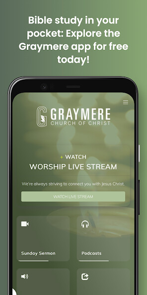 Emulate iPhone app Graymere Church of Christ using MyAndroid