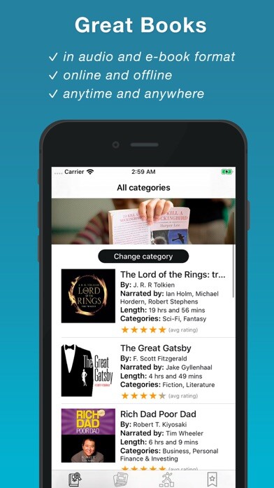 Emulate iPhone app Great Books: audio and e-books using MyAndroid