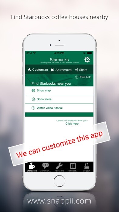 Emulate iPhone app Great Coffee Finder for Starbucks using MyAndroid Emulate iPhone app Great Coffee Finder for Starbucks using MyAndroid