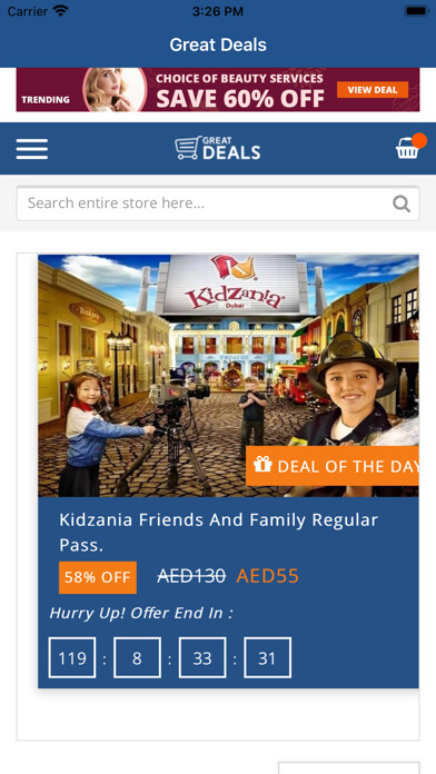 Emulate iPhone app Greatdeals - Coupon & Offers using MyAndroid