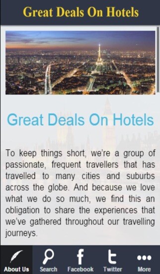 Emulate iPhone app GreatDealsOnHotels using MyAndroid