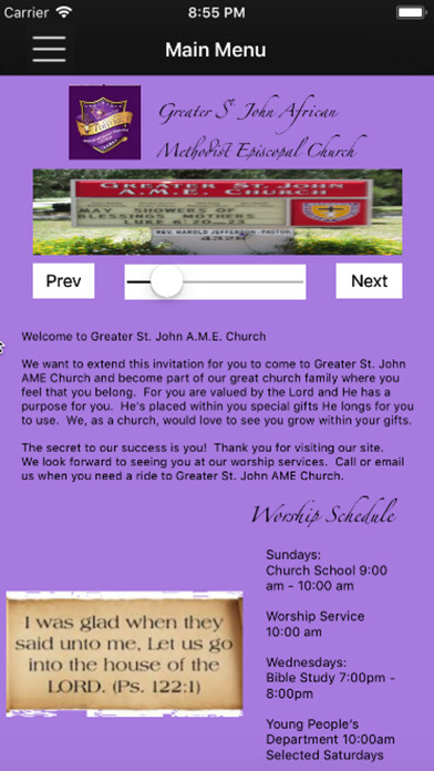 Emulate iPhone app Greater St. John AME Church using MyAndroid Emulate iPhone app Greater St. John AME Church using MyAndroid