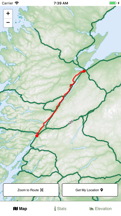 Emulate iPhone app Great Glen Way Map using MyAndroid
