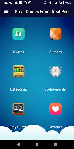 Run android online APK Great quote from great people from MyAndroid or emulate Great quote from great people using MyAndroid