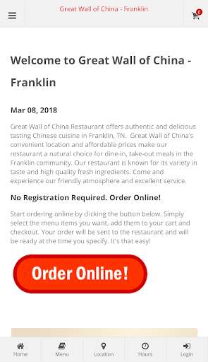 Run android online APK Great Wall of China Franklin Online Ordering from MyAndroid or emulate Great Wall of China Franklin Online Ordering using MyAndroid