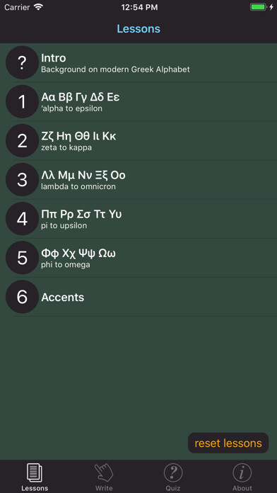 Emulate iPhone app Greek Alphabet Now Basic using MyAndroid