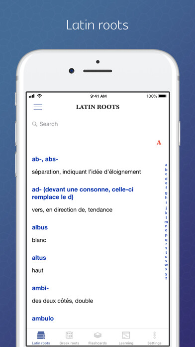 Emulate iPhone app Greek & Latin Roots of French using MyAndroid Emulate iPhone app Greek & Latin Roots of French using MyAndroid