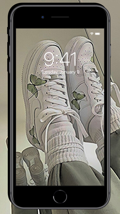 Emulate iPhone app Green Aesthetic Wallpaper Cute using MyAndroid
