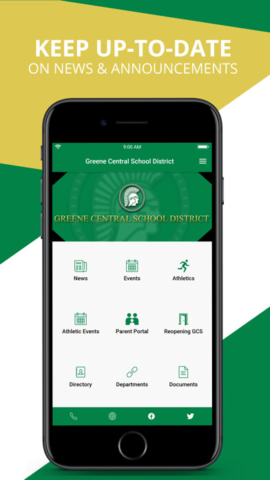 Emulate iPhone app Greene Central School District using MyAndroid