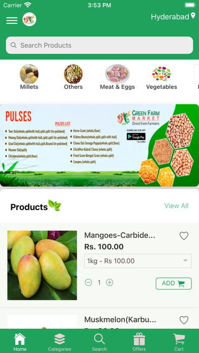 Emulate iPhone app Green Farm Market using MyAndroid