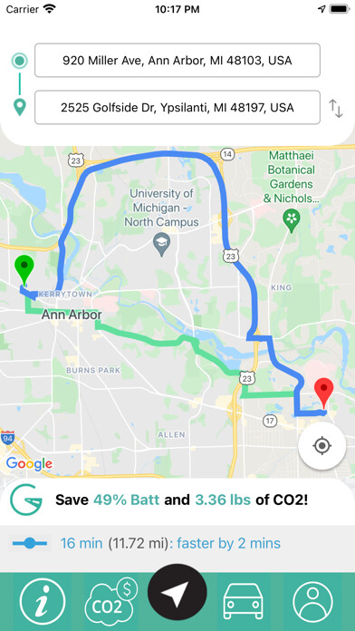 Emulate iPhone app GreenRoute for Vehicles using MyAndroid