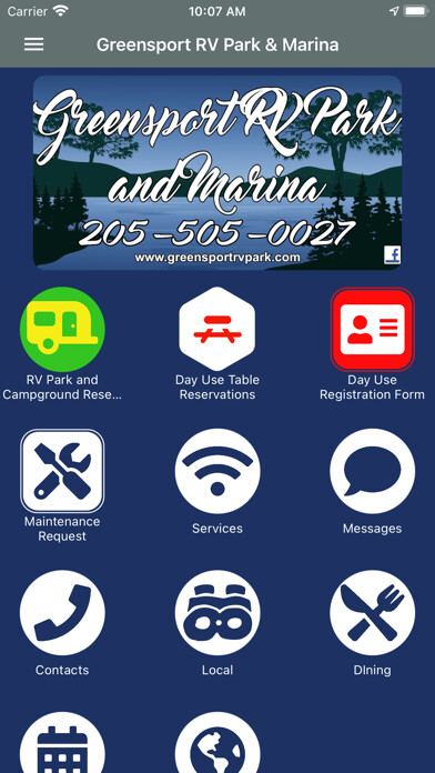 Emulate iPhone app Greensport RV Park and Marina using MyAndroid Emulate iPhone app Greensport RV Park and Marina using MyAndroid