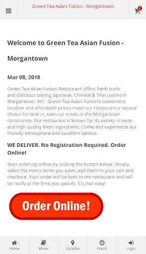 Run android online APK Green Tea Asian Fusion Morgantown from MyAndroid or emulate Green Tea Asian Fusion Morgantown using MyAndroid