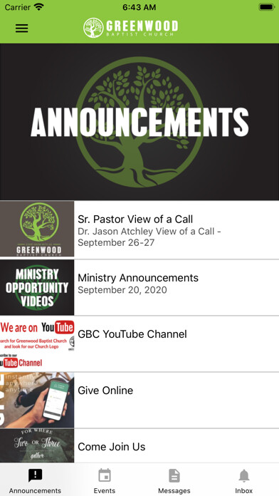 Emulate iPhone app Greenwood Baptist using MyAndroid Emulate iPhone app Greenwood Baptist using MyAndroid