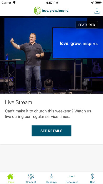 Emulate iPhone app Greenwood Christian Church using MyAndroid