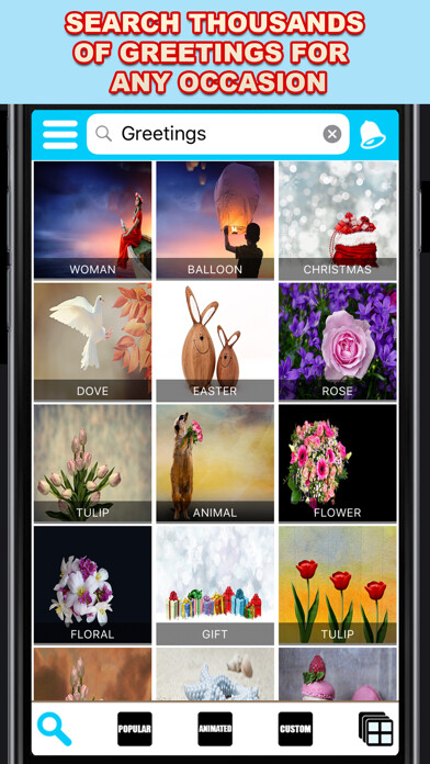 Emulate iPhone app Greeting Cards App using MyAndroid
