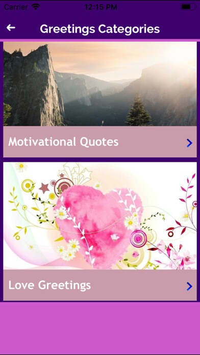 Emulate iPhone app Greetings Cards Wishes Maker using MyAndroid